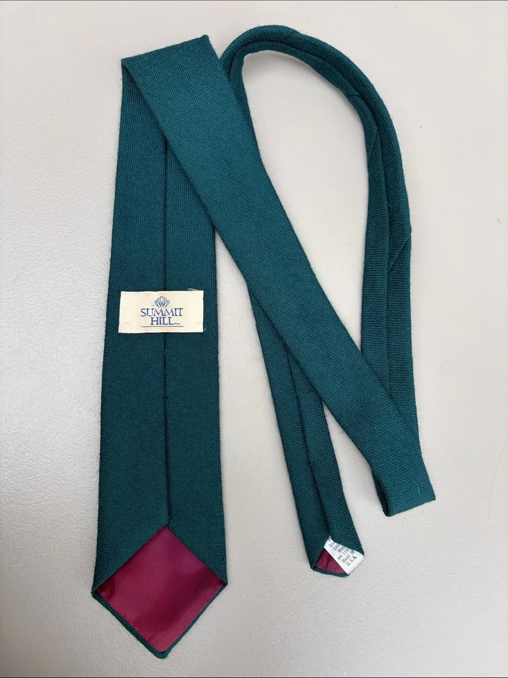 pure Scottish lambs wool Tie - Classic Formal Accessory Men's Solid Teal Woven